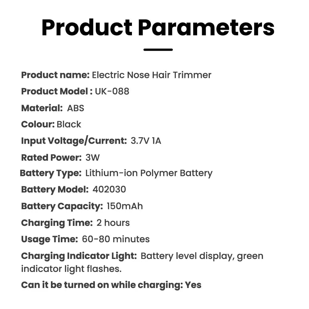 Simples Market electric nose hair trimmer; black ABS mini travel razor with Type-C charging capsule