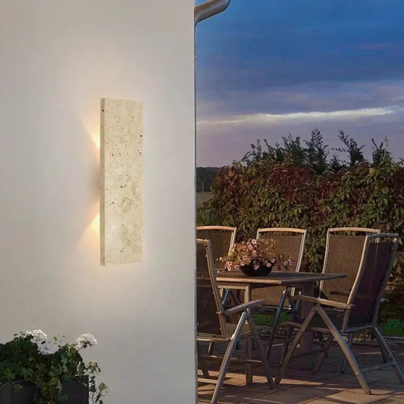 Outdoor waterproof wall lamp, rectangular natural stone finish, 18W LED by Simples Market