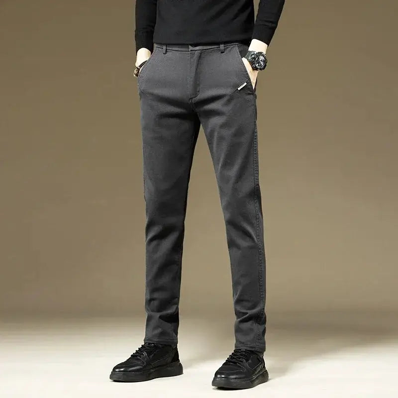 KUBRO men's straight cotton pants for business, Simples Market, charcoal gray