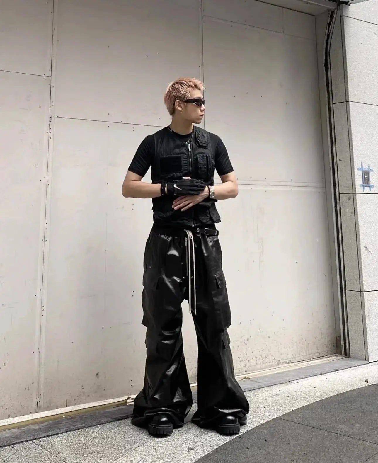 Simples Market Owen Seak black cargo pants, loose-fit gothic style, cargo pockets, XL