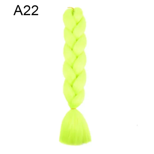 24-inch neon green synthetic yaki braid hair extension, single jumbo braid with tassel