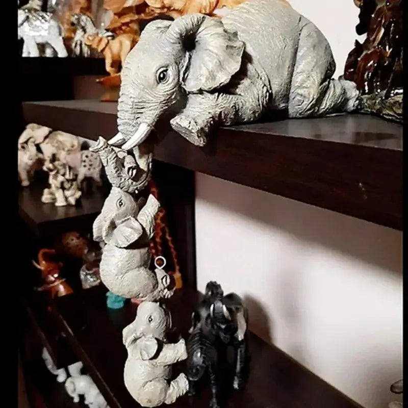 3 Pcs Set Cute Elephant Hug Baby Doll Resin Handicraft Figurines For Home Decor Gift Decorative Miniatures Accessories