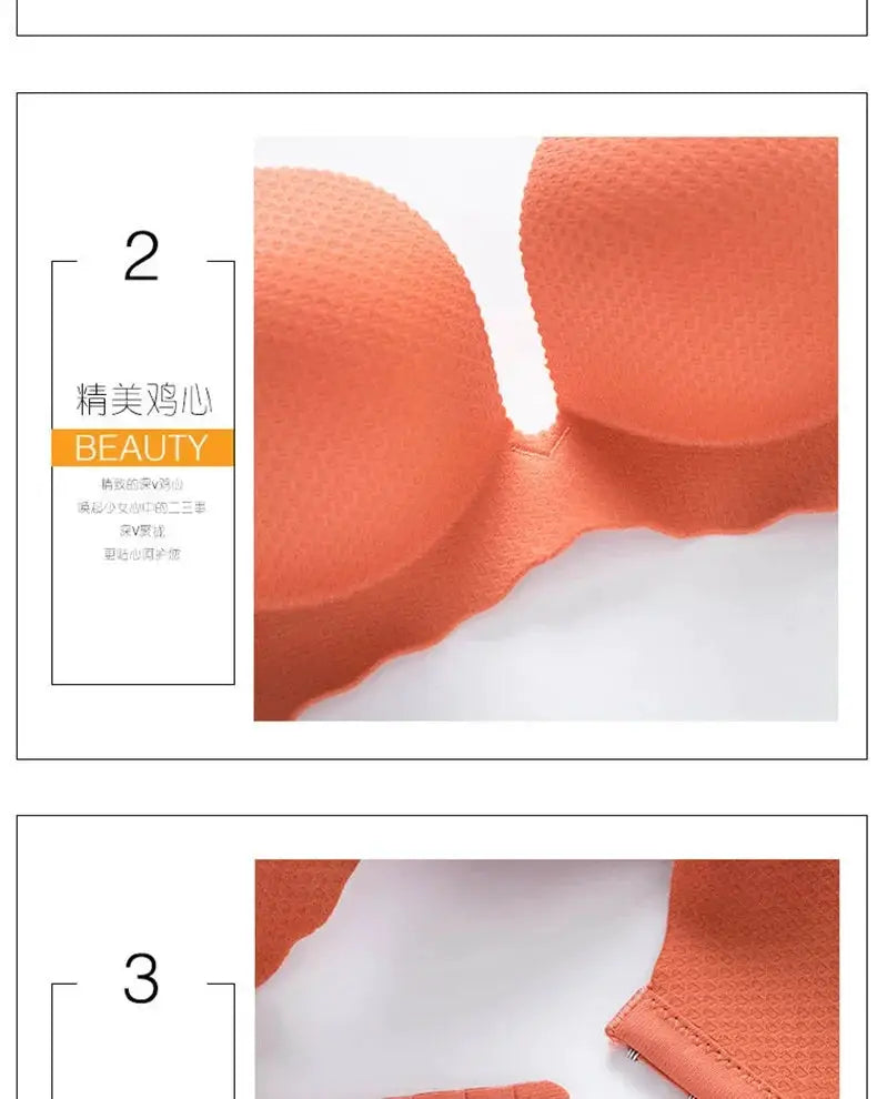 Extreme Push-Up Bra by Simples Market in peach with 8cm thick pads, wireless double cup