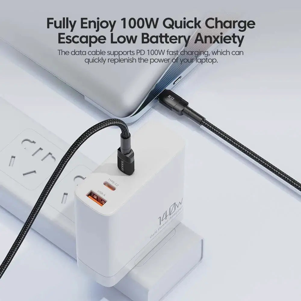Toocki 100W USB C To USB C Cable PD 3.0 Quick Charge 4.0 Fast Charging And High Speed Data Transfer