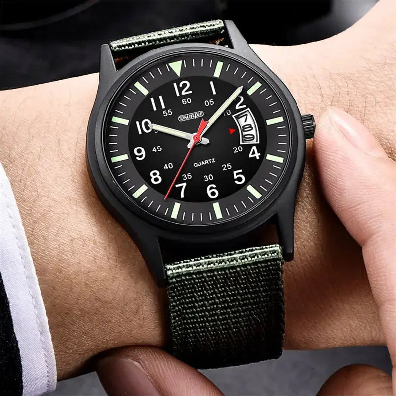 GlobalTime Men Nylon Military Quartz Wristwatch With Date Calendar Luxury Timepiece For Everyday Wear