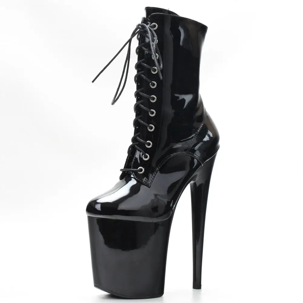 PoleStar Stripper 8 Inch Platform Lace Up Boots Ankle High Pole Dance Boots With Stable High Platform
