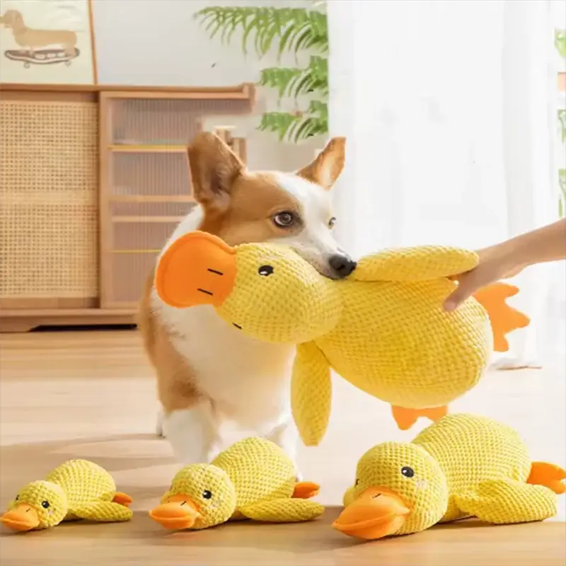 Cute Dog Toy Stomping Duck Bite Resistant Plush Toy for Large Dogs Interactive Teeth Cleaning Boredom Relief