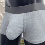 Cotton men's boxer briefs in light gray with a dark elastic waistband by Simples Market.