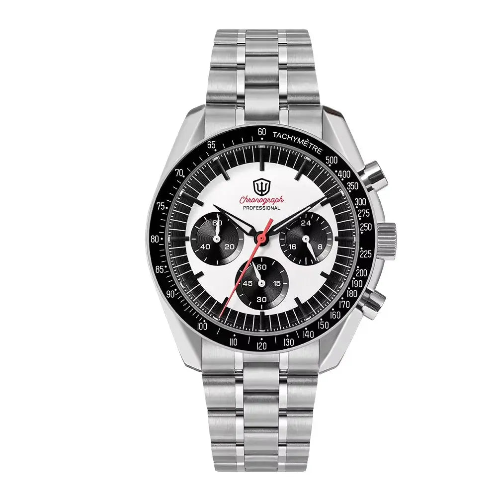 Watchdives WD1863 stainless steel 39mm quartz chronograph watch for men with sapphire crystal and tachymeter bezel