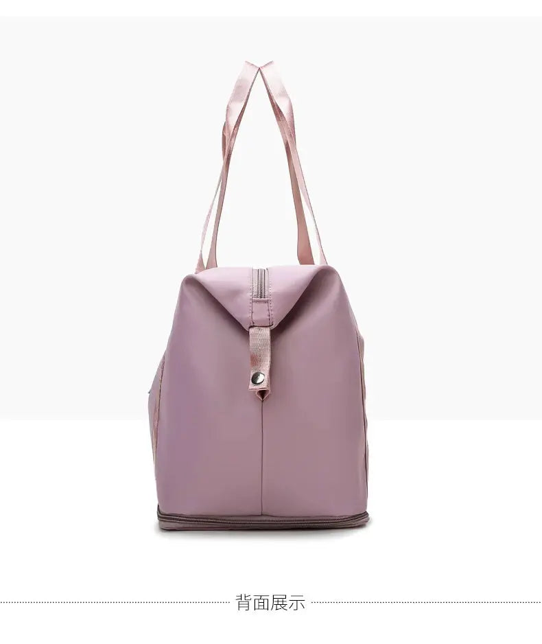 UNIXINU pink nylon carry-on duffle bag with light-pink handles