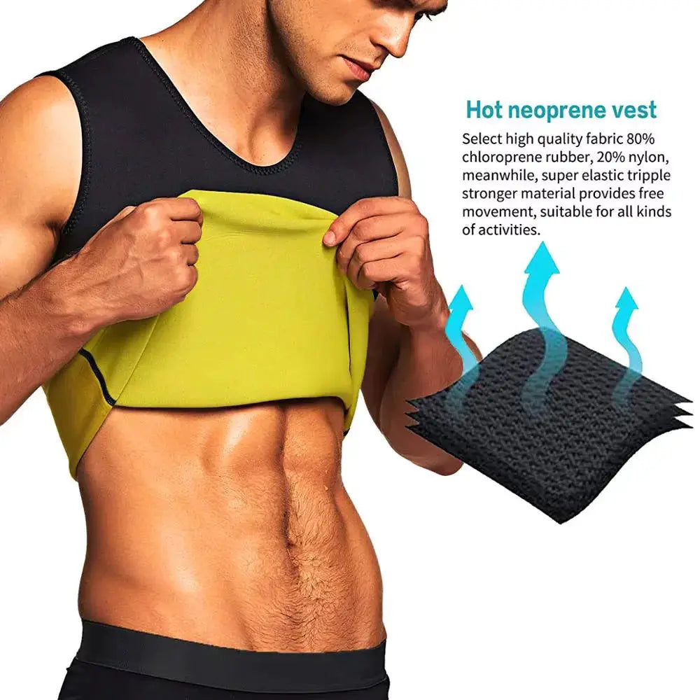 Men's neoprene waist trainer vest by Simples Market, neon yellow with black trim