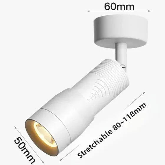 Simples Market adjustable white LED spotlight, surface-mounted ceiling light with zoomable 5°–60° beam