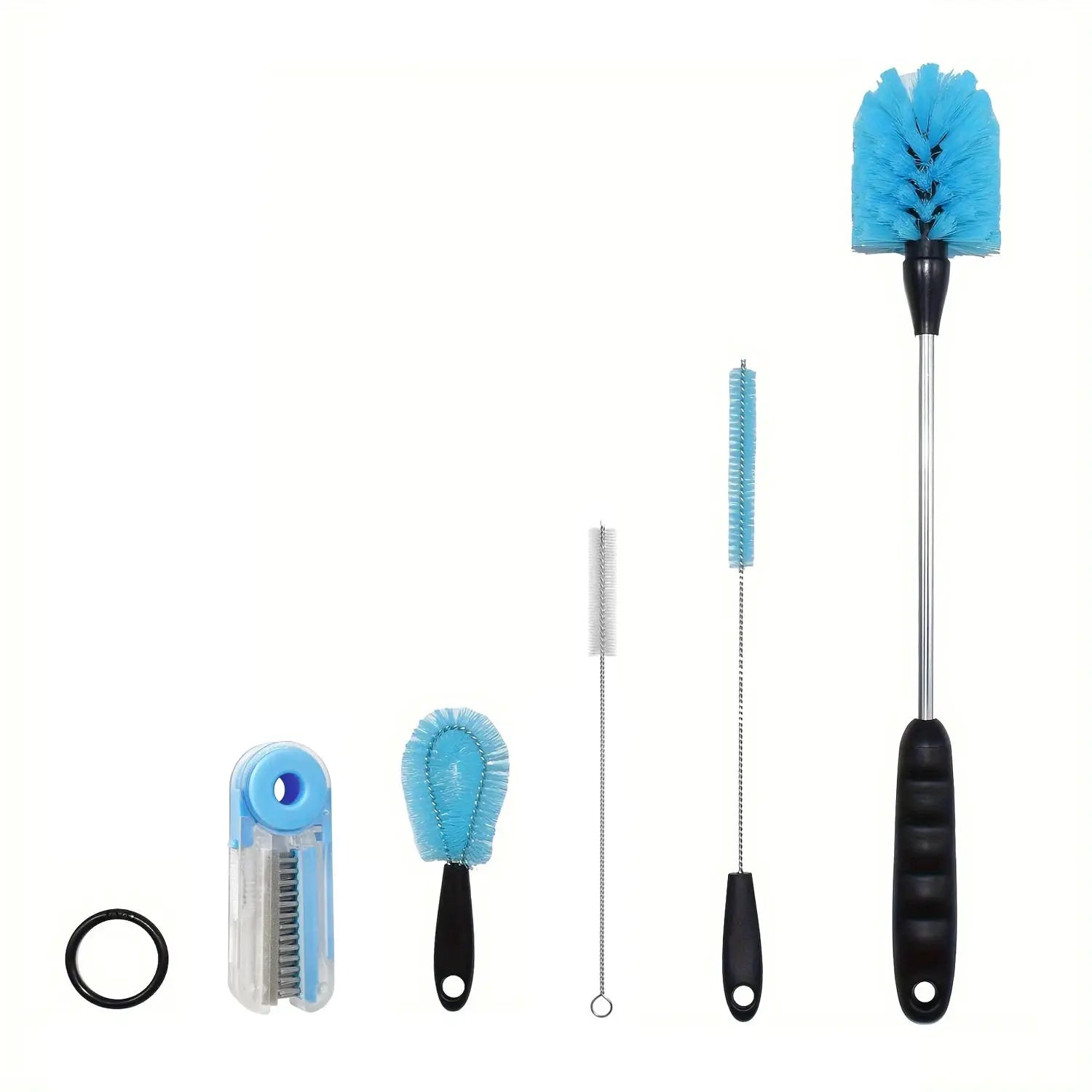 Simples Market 3-in-1 stainless steel water bottle brush set with long-handle blue bristle heads