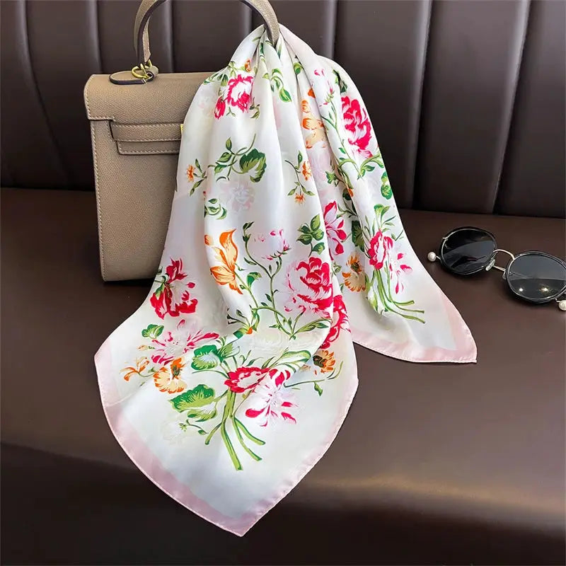 Luxe Silk Satin Square Scarf Silk Feel Finish Versatile Fashion Wrap For Shawl Hijab Neckerchief Hair Ribbon Headband