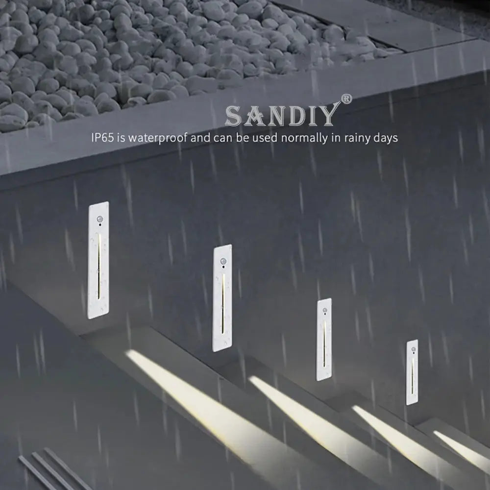 SANDIY white stair lighting wall lamps with motion sensor, 5-pack recessed step lights by Simples Market