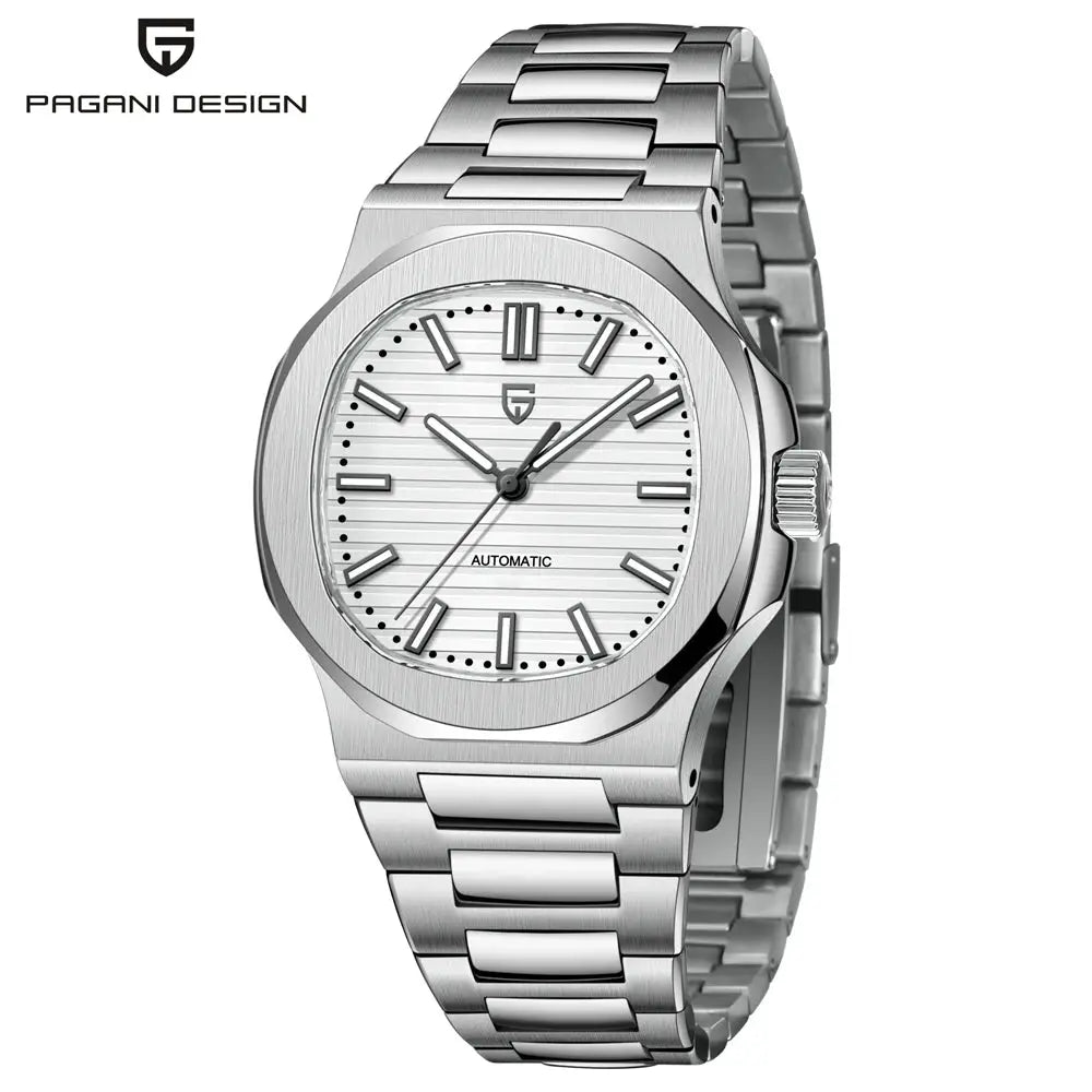 Pagani Design 40mm stainless steel automatic men's watch with sapphire glass.