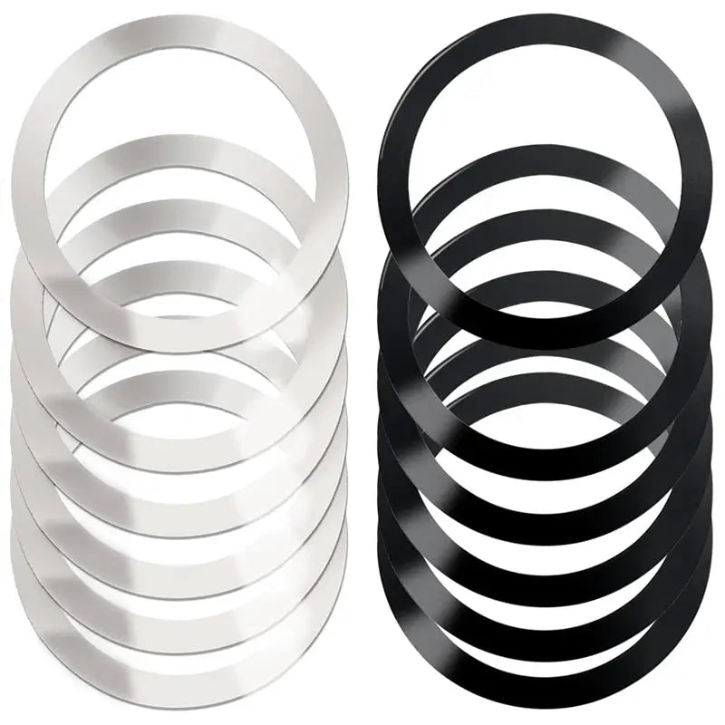 Simples Market universal magnetic metal plate rings set for MagSafe wireless charger and car holder, white and black
