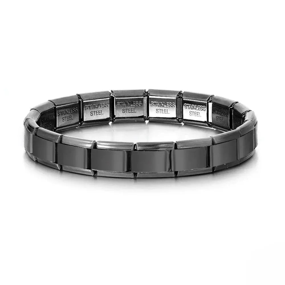 Yupsk Trendy Square Italy Stainless Steel Bracelets For Women And Men Hip Hop Metal Modules Stretchable Gift Jewelry