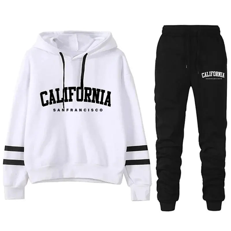 California Womens Hooded Tracksuit With Ankle Pants In Polyester Cotton Blend For Year Round Style Sizes S To 3XL