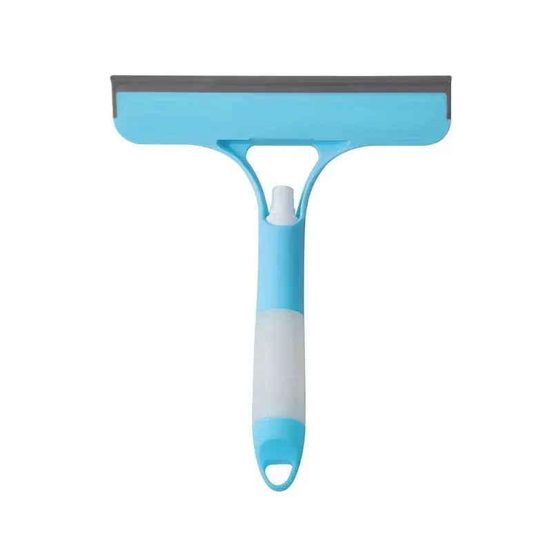 3-in-1 window cleaning squeegee with spray bottle, blue and white handle by Simples Market
