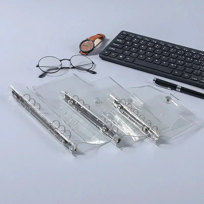Simples Market 3-pack transparent PVC binder covers for A5-A7 planners with 6-ring binder and snap closure