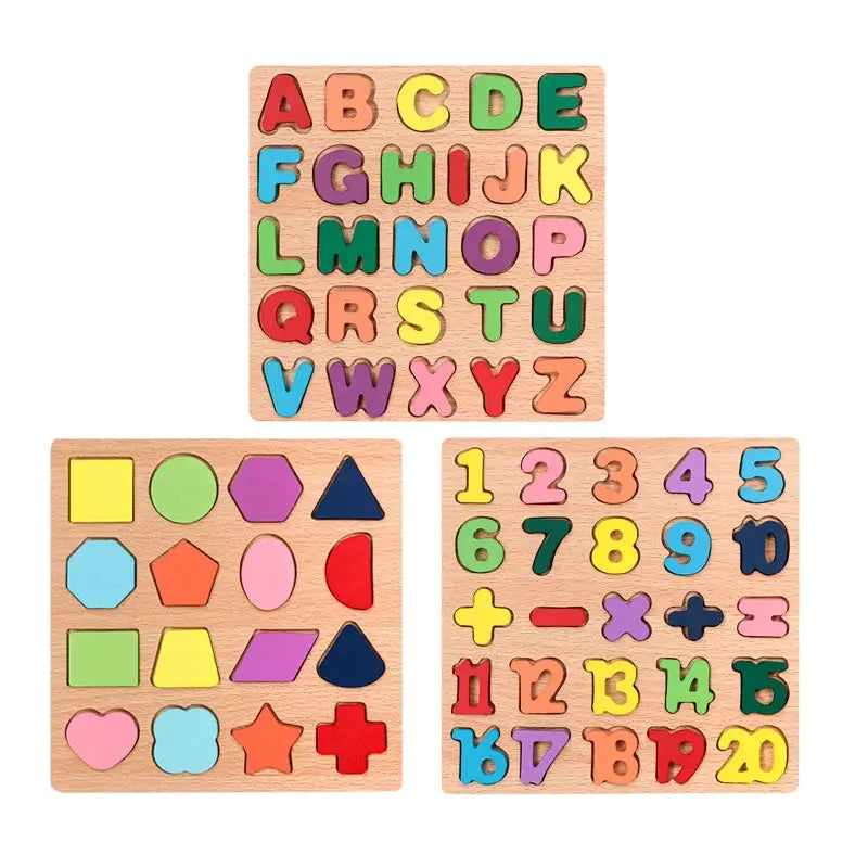 Montessori Wooden Puzzle For Kids Alphabet Arithmetic Numbers And Geometric Shapes Educational Toy