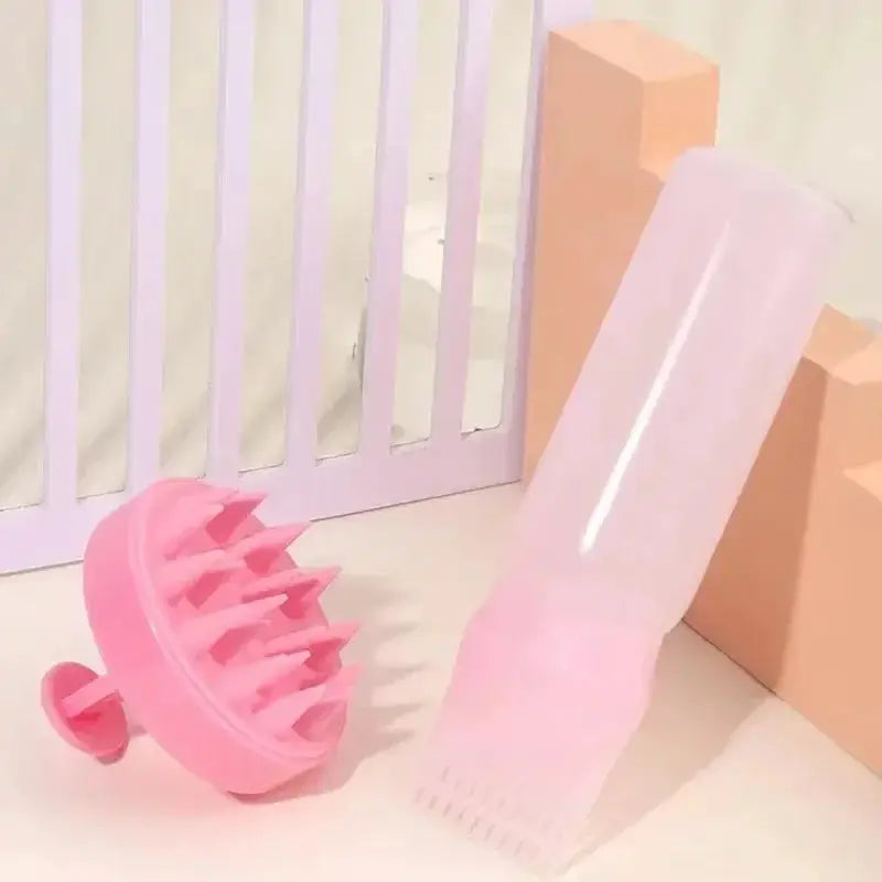 Silicone Shampoo Brush Head Scalp Massage Comb Hair Dye Tint Oil Applicator Bottle With Brush