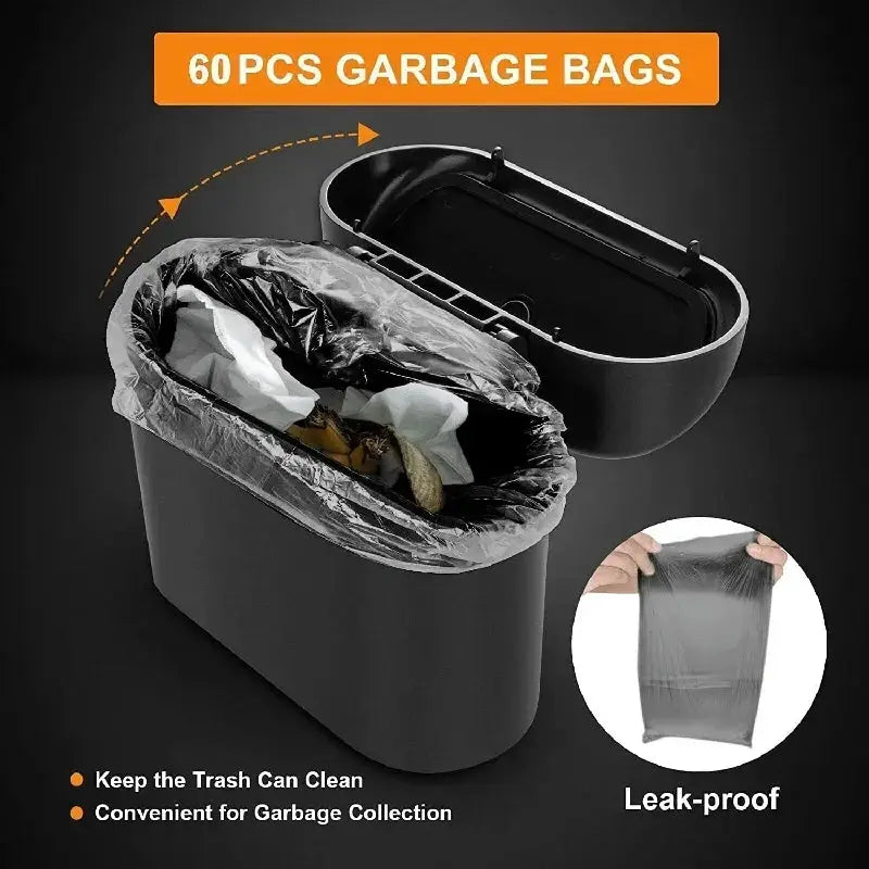 SUITU Car Trash Can With Lid Leakproof Compact ABS Car Trash Bin Includes 60 Bags And 300 Replacement Bags