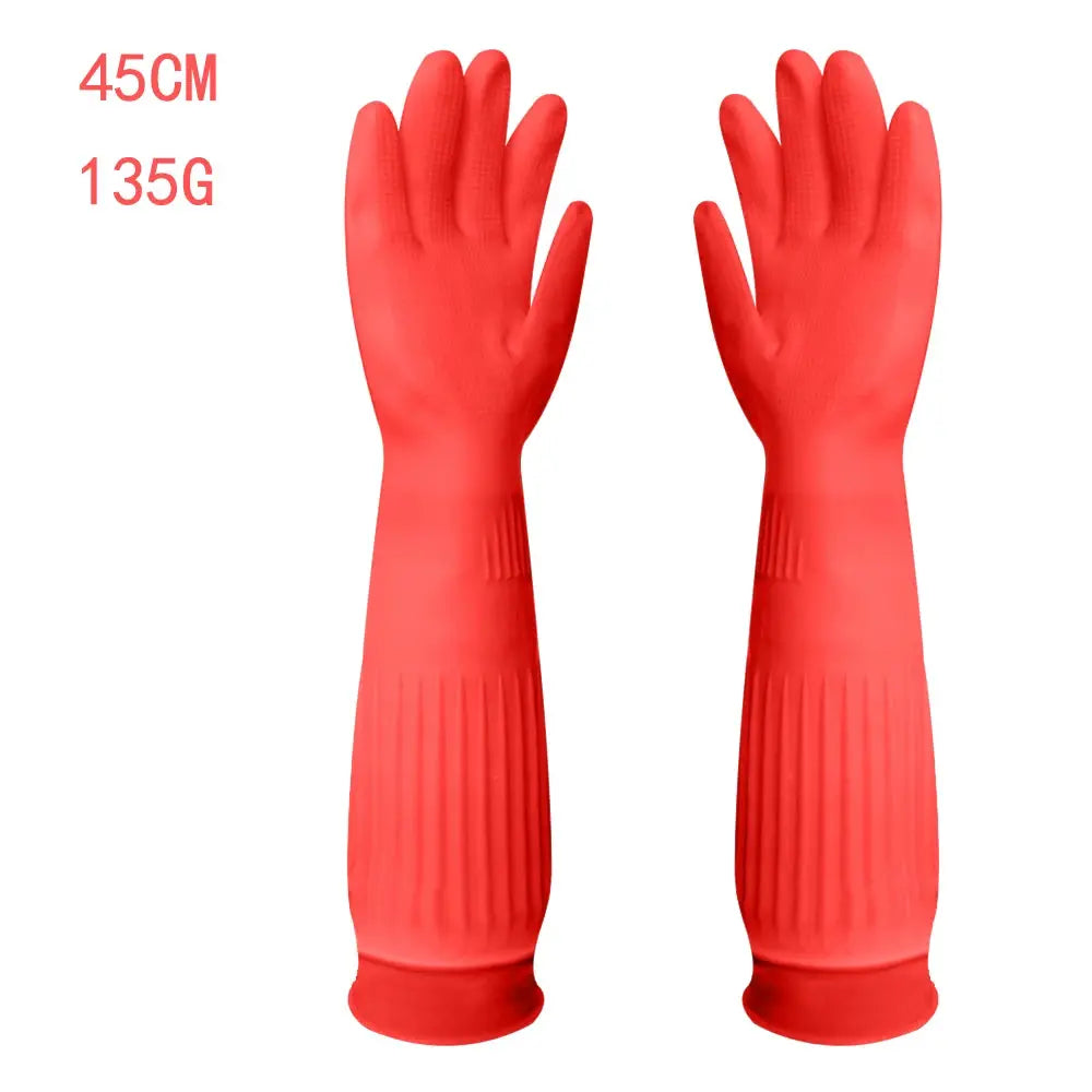 Silicone dishwashing gloves, red, 45cm long, pair.