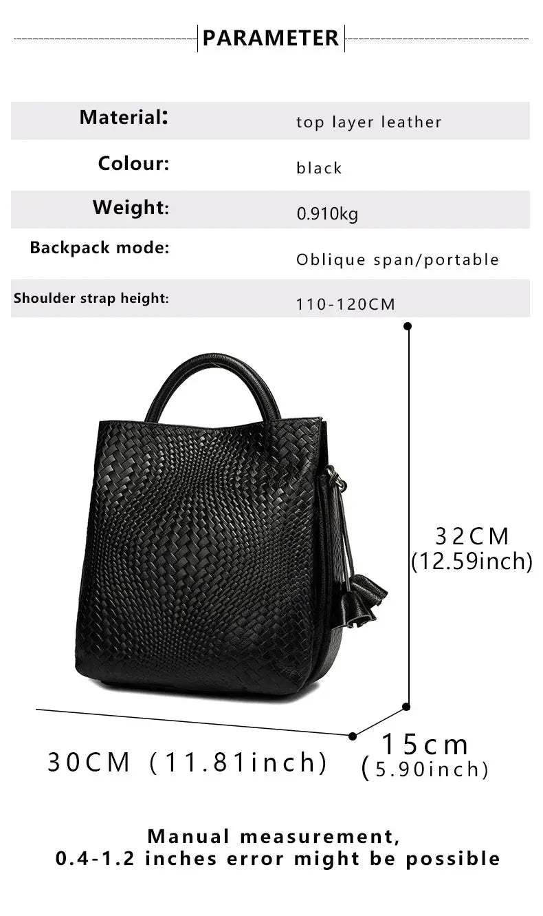 Handbag by Simples Market, black woven leather with top-handle design for daily use