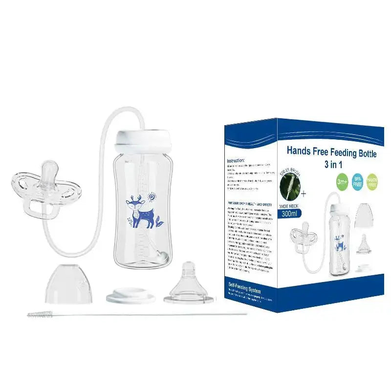 3 In 1 Hands Free 300ML Wide Neck Baby Bottle With Milk Storage Pacifier And Anti Drop Gravity Ball Feeding Bottle