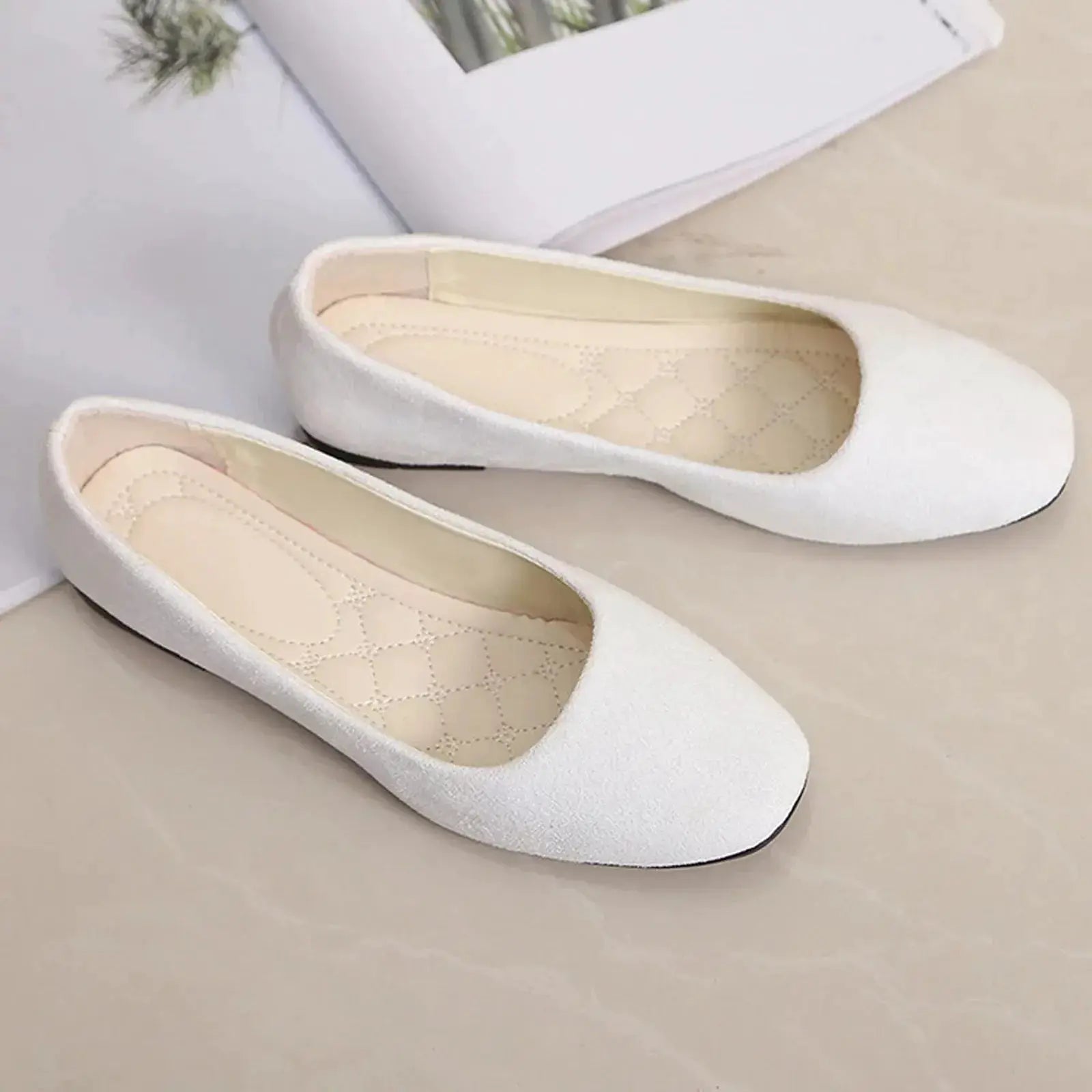 LuxeStep Women Suede Loafers With Flat Heel And Shallow Square Toe For Spring And Summer Comfort