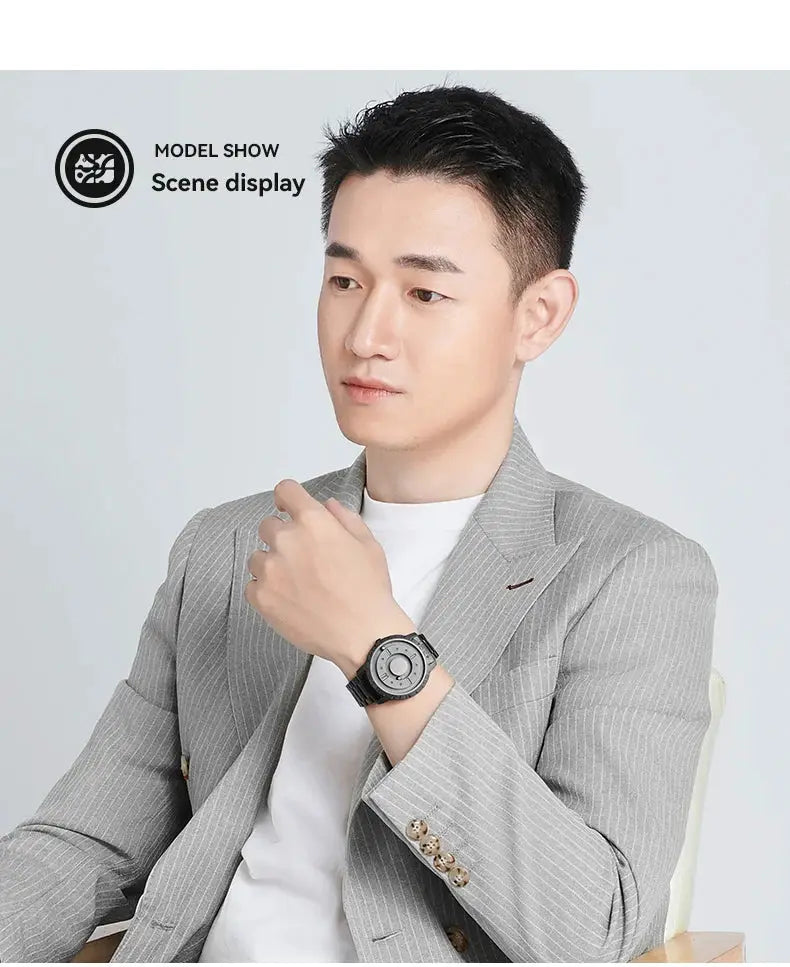 EUTOUR men's watch with black dial and stainless steel bracelet
