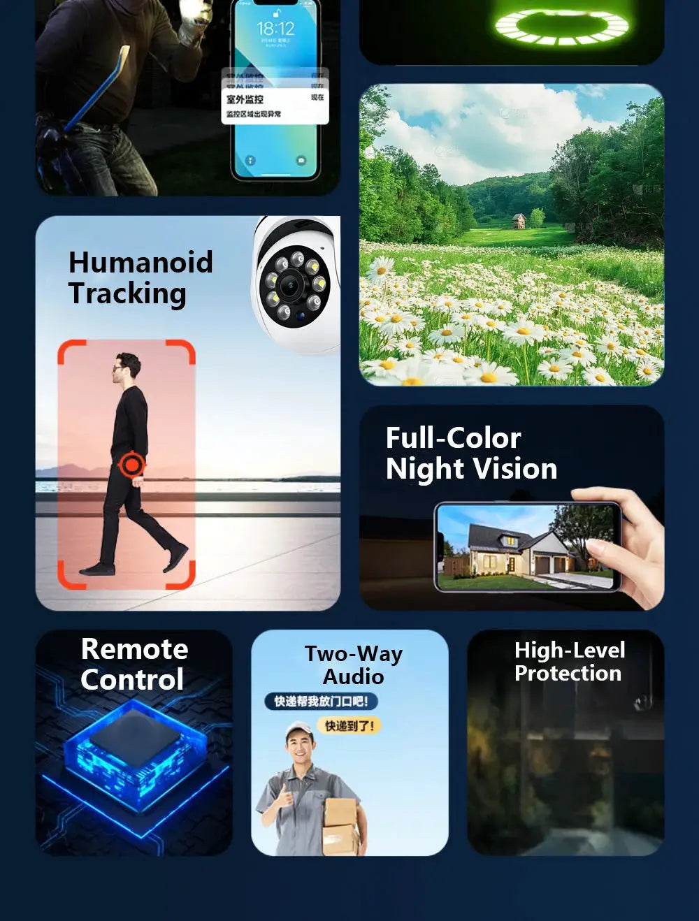 8MP Wifi IP Outdoor PTZ Security Camera by Simples Market with 4x Zoom, AI Human Tracking, Two-Way Audio, Night Vision