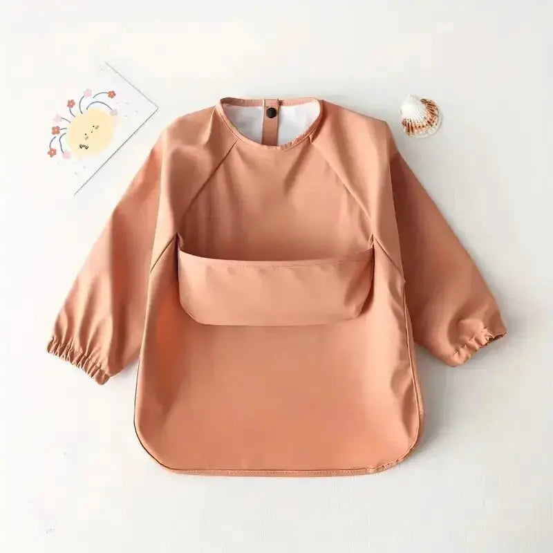 1 Piece Solid Color Baby Painting Smock Long Sleeve Waterproof Art Smock And Feeding Bib Apron For Kids Accessories