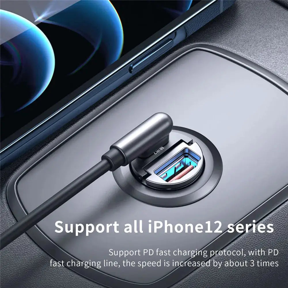 100W 200W QC3 PD Mini Car Charger 12 To 24V Lighter Fast Charging USB Type C Charger For Xiaomi Samsung Huawei iPhone