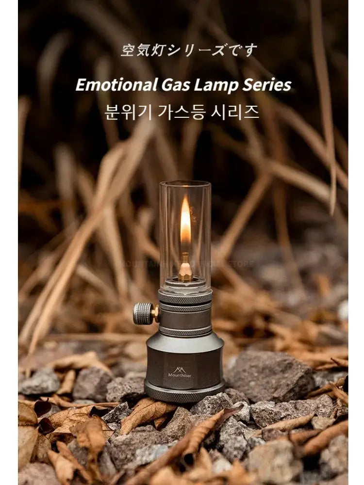 Simples Market MOUNTAINHIKER outdoor gas lamp set with gray metal base and glass chimney