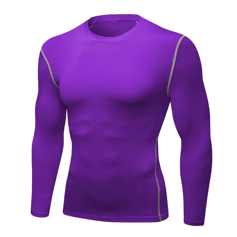 Men's Long Sleeve Thermal Underwear Top Thin Tight Fit Fast Dry Elastic Fitness Wear For Autumn And Winter