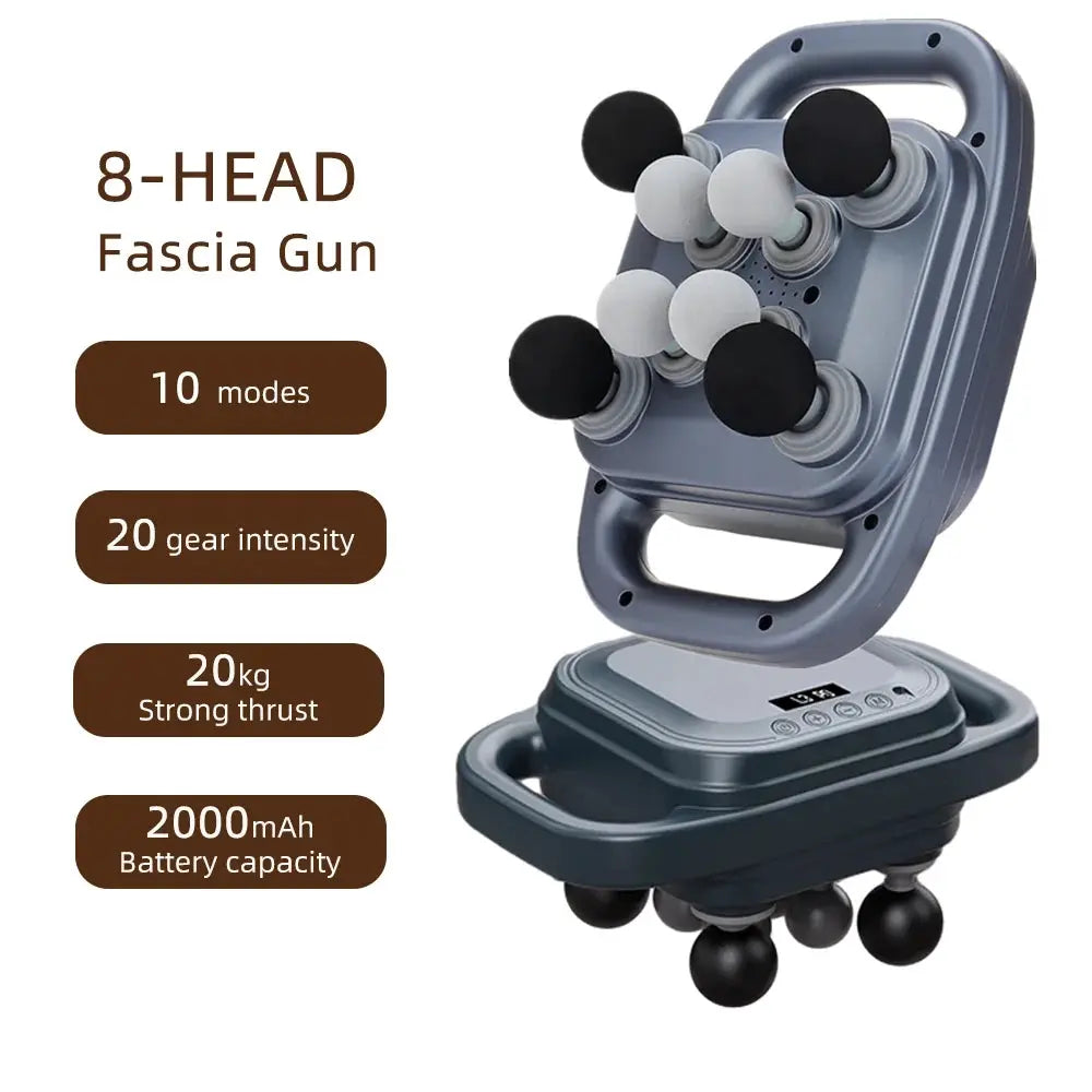 42-Heads fascia gun by Simples Market, gray massage device with 8 heads