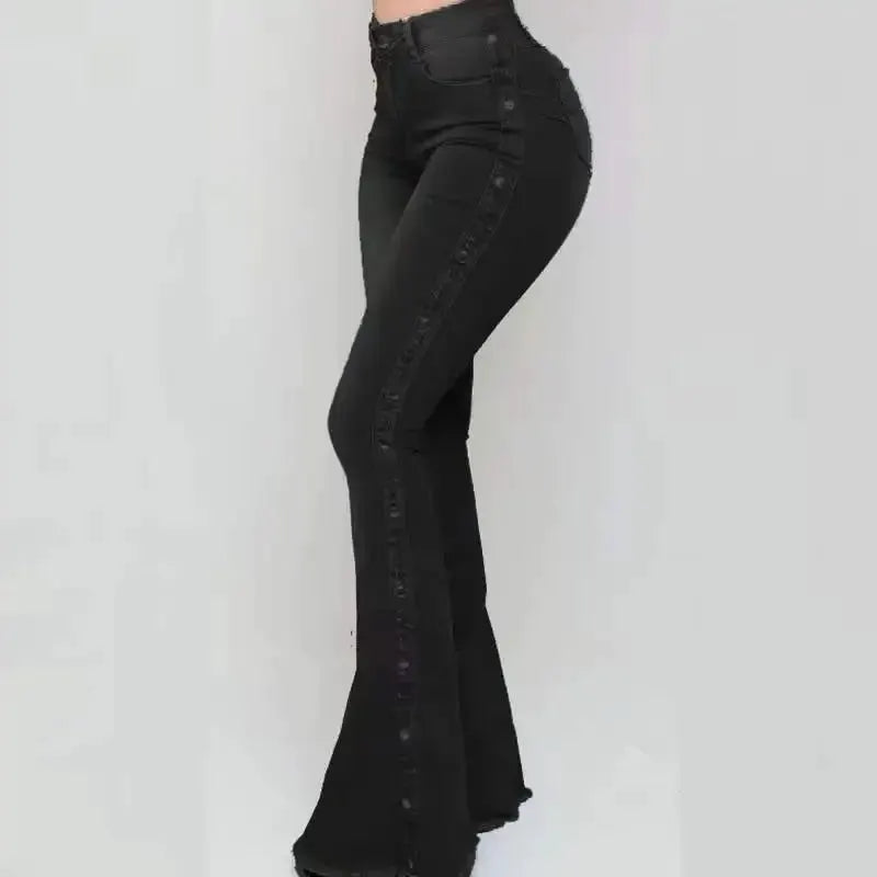 High Waist Stretch Denim Flare Jeans For Women Trousers Autumn 2024