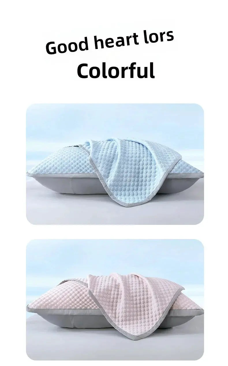 Summer Cool Bean Pillowcase pair in blue and pink, breathable waffle fabric, 48x74cm, Simples Market