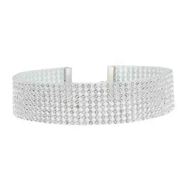 Top Quality Rhinestone Choker Necklace Shiny Punk Hip Hop Style For Women Party Gift Korean Jewelry