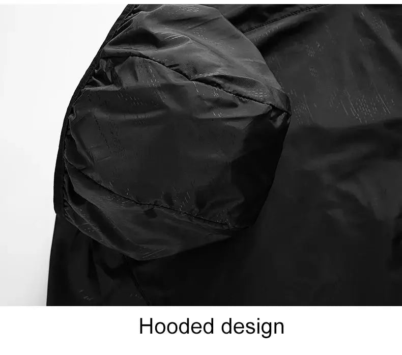 Black hooded waterproof hiking jacket for men and women, Simples Market LNGXO outdoor rain coat