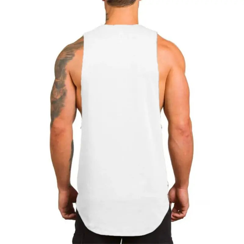 Muscle tank top by Simples Market, white cotton breathable sleeveless for men