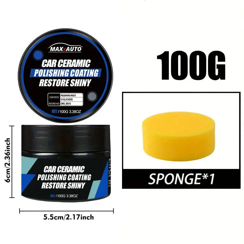 Car ceramic polishing coating 100g jar with yellow sponge; MAXX AUTO label, Simples Market
