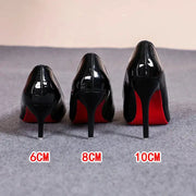 LuxePoint Pointed Toe Patent Leather High Heels Red Sole Stiletto Pumps For Work And Parties
