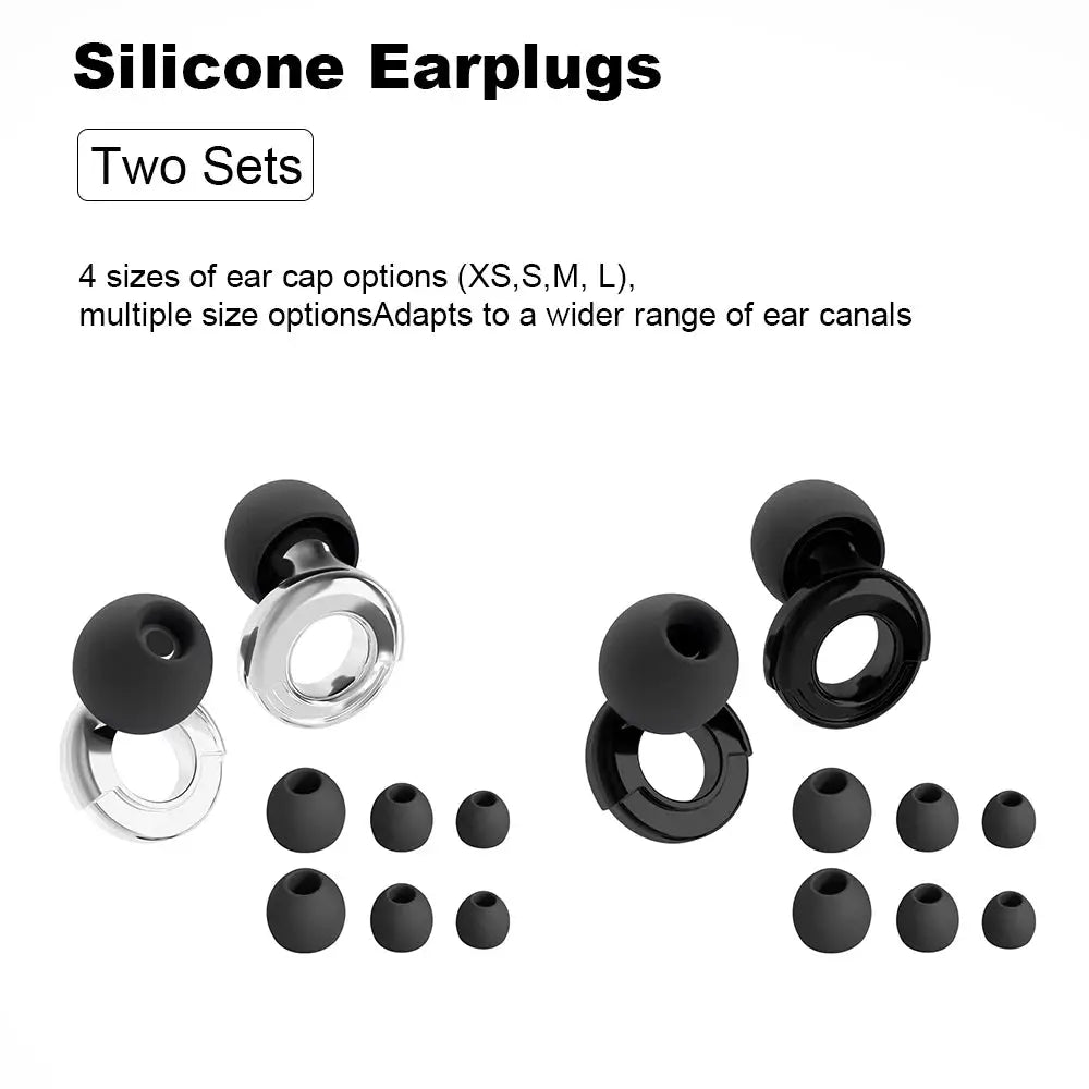 HUAK Quiet Ear Plugs Noise Reduction Reusable Hearing Protection 8 Soft Silicone Ear Tips XS S M L Sleep Swim Work