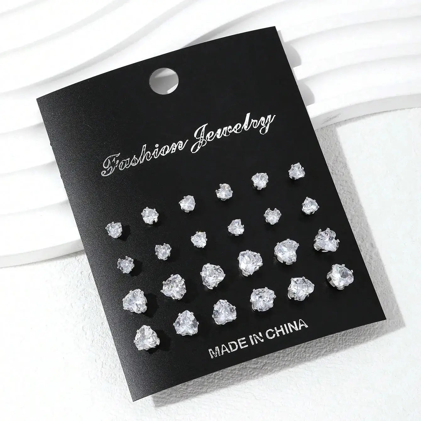 12 Pairs Zirconia Decorative Stud Earrings Set Luxurious Simple Shiny Gift For Women For Parties And Occasions