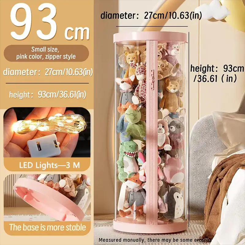 Transparent Doll Storage Box For Plush Toys And Dolls DIY Zipper Tube Organizer Christmas Gift For Kids