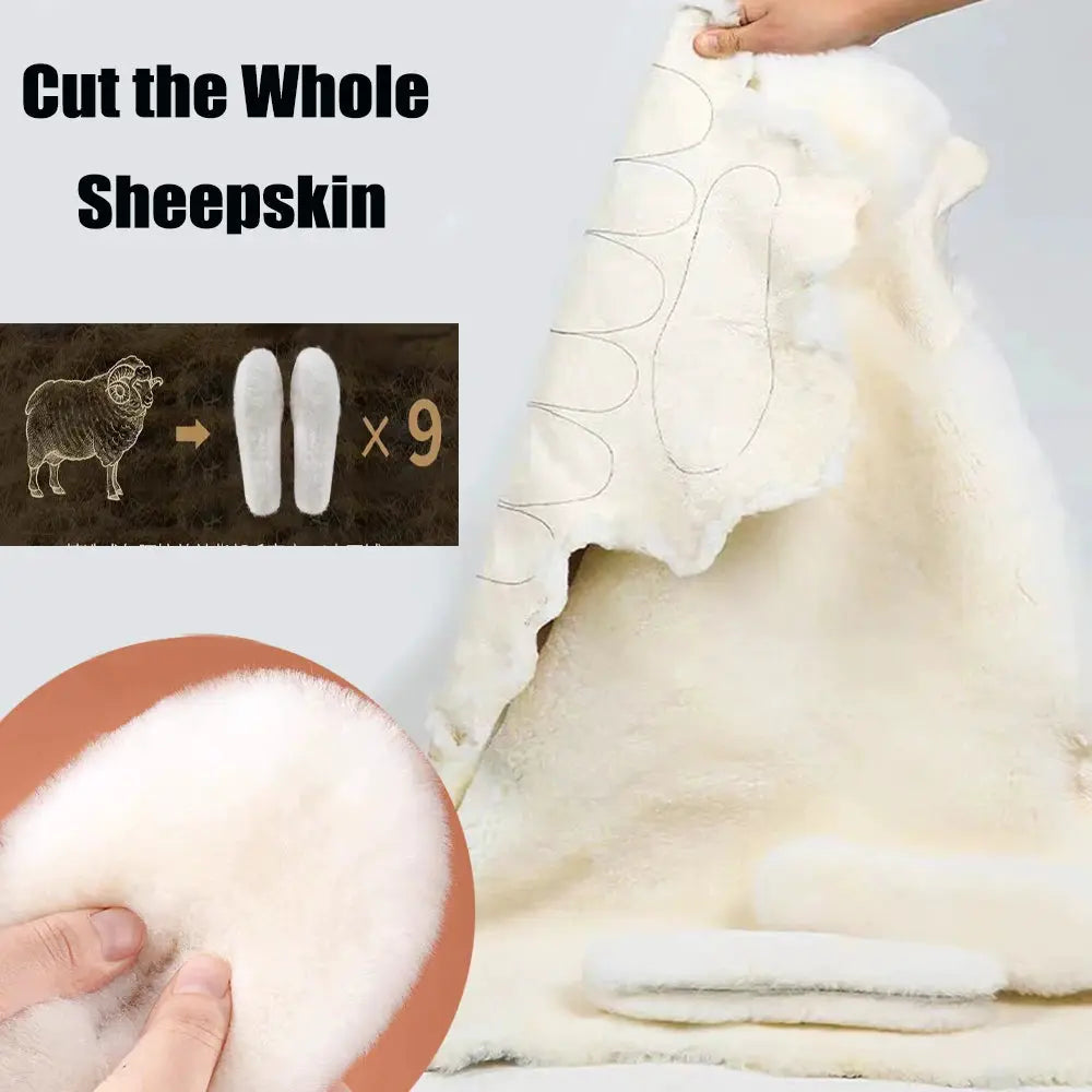 Genuine Sheepskin Fleece Insoles for Men and Women Warm Winter Real Wool Cashmere Inner Soles for Shoes and Snow Boots